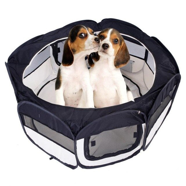 Cute Pets Bed Portable Foldable Pet Playpen 600D Oxford Cloth Mesh Pet Fence Cat Dog Sleepping Accessory With Eight Panels