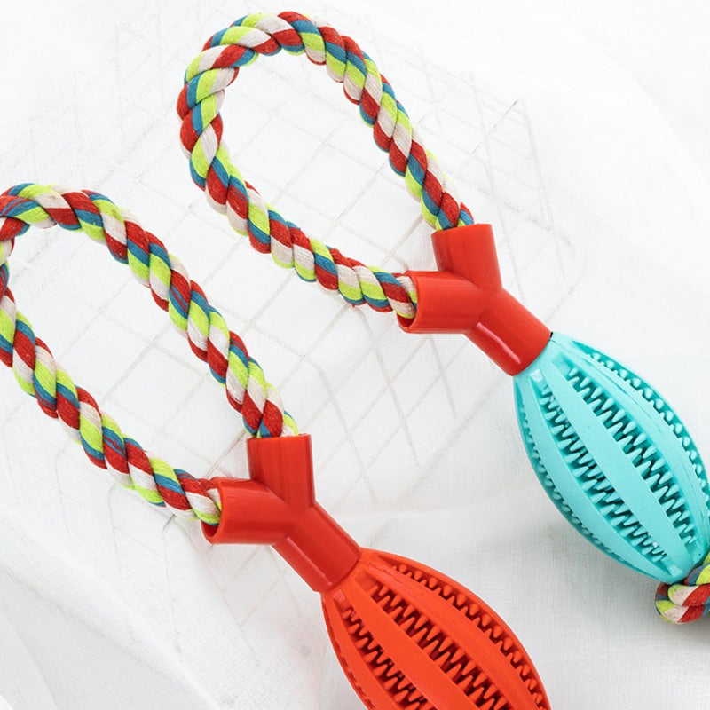 Dog Toy Throwing Bite Rope Bite Resistant Rubber Ball Pet Puppy Molar Depression Training Toy Interactive toys