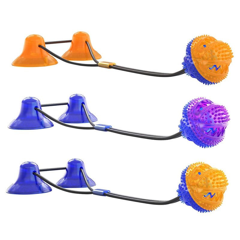 Dog Interactive Ball Toys With Suction Cup TPR  Elastic Ropes Dog Tooth Cleaning Chewing Playing IQ Treat Toys Pet Dog Supplies