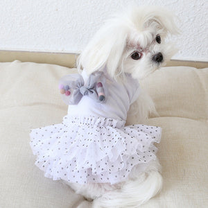 Summer White Dog Dress For Pet Dog Clothes Wedding Dress Skirt With Bow Puppy Clothing Spring Fashion Pet Clothes XS-XL