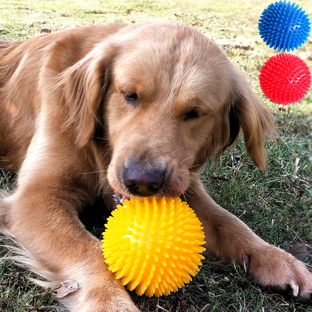 TPR Dog Toys spiky ball chew squeaker sound toy Non-toxic Molars Dental Cleaning Balls pet fetch jumping ball for dog playing