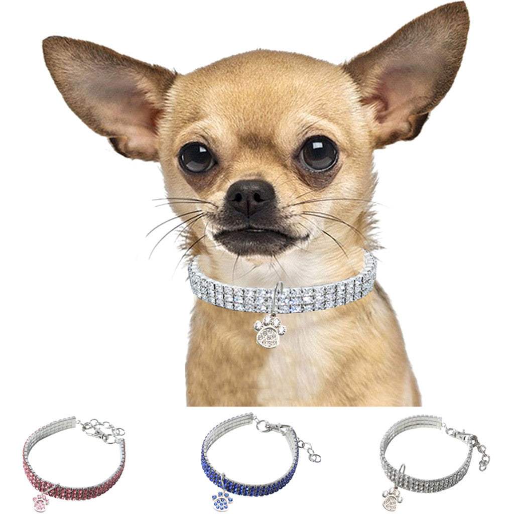 Mini Pet Dog Bling Chocker Collars Fancy Dog Footprint Rhinestone Necklace New Arrival Dropshipping